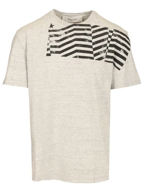 Flag Print T-Shirt Grey made by Golden Goose