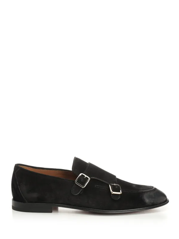 Black Suede Double Buckle Moccasin Scarpe Basse Black made by Wanan Luxury