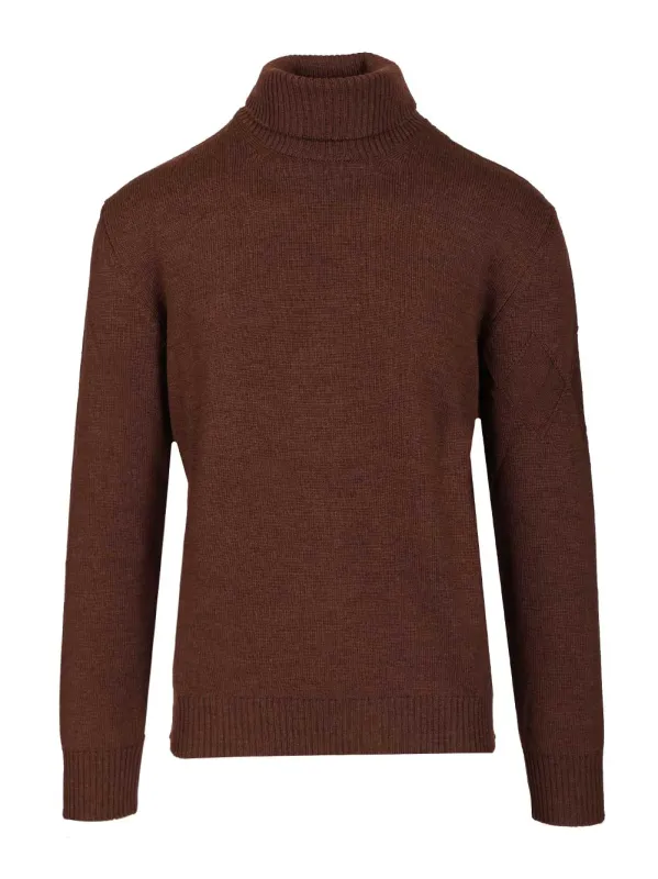Merino Wool Turtleneck Knitwear Brown made by Ballantyne
