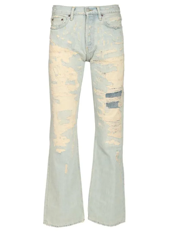 Straight Fit 5-Pocket Denim With Side Rips Jeans Light Blue sold by Wanan Luxury