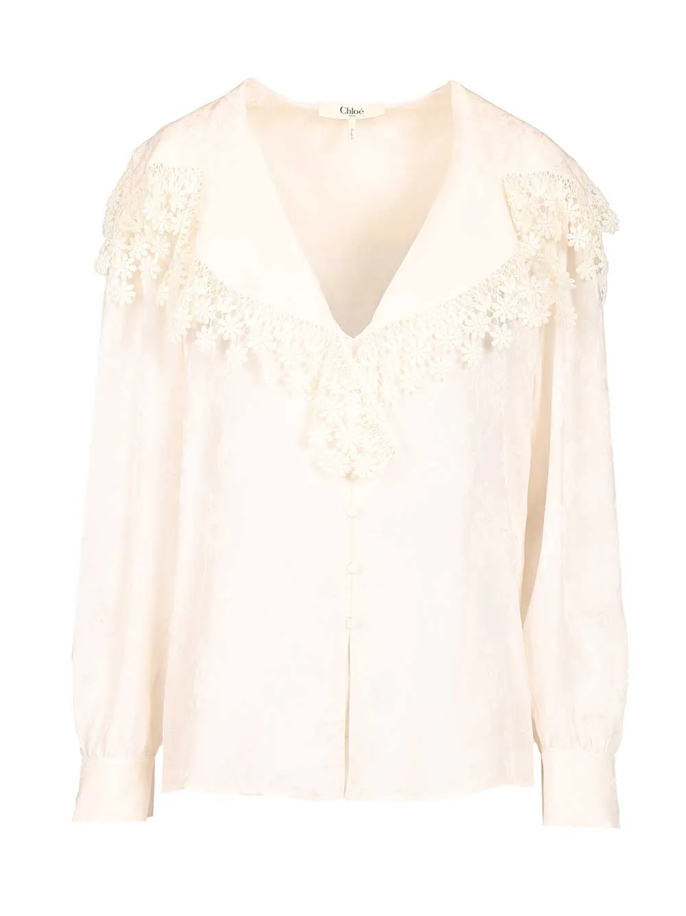 Blouse With Maxi Collar Shirts White sold by Wanan Luxury