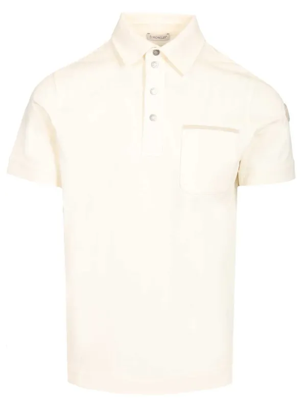 Cotton Pique Polo Shirt White made by Moncler