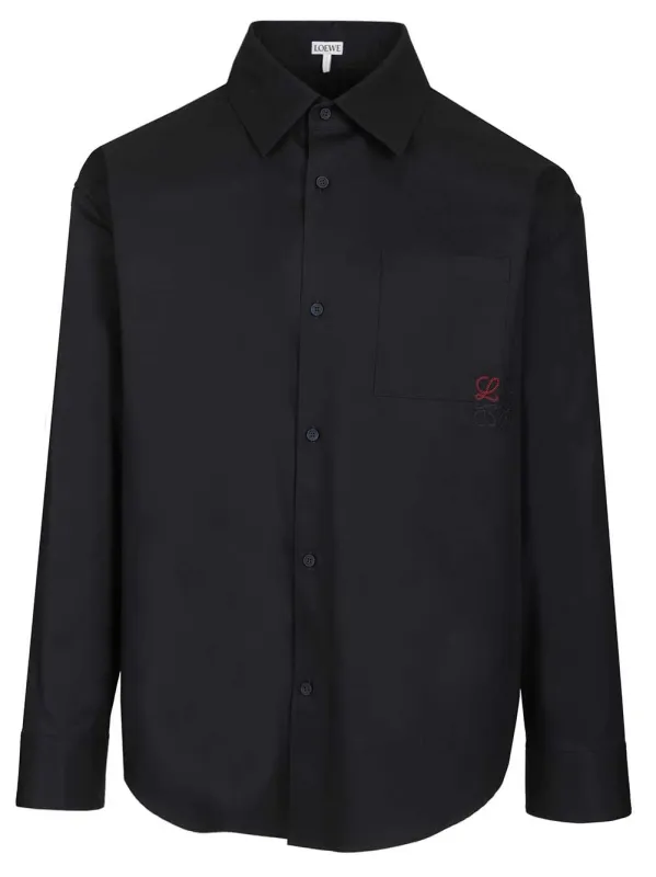 Cotton Twill Shirt Shirts Blue made by Loewe