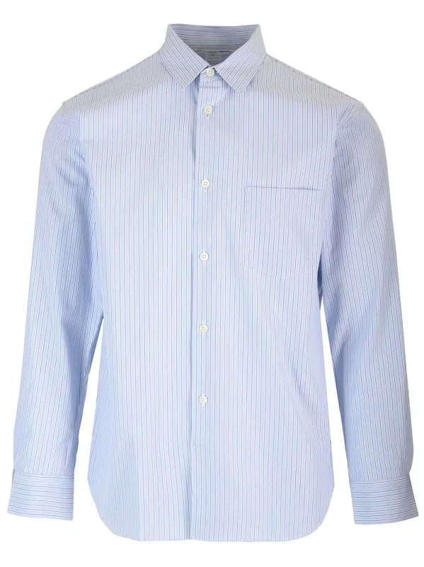 Striped Cotton Shirt Shirts Light Blue made by Comme des Garcons