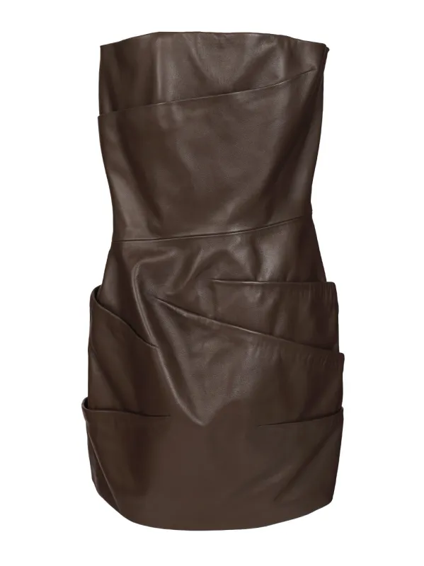 Leather Mini Dress Dresses Brown made by The Attico