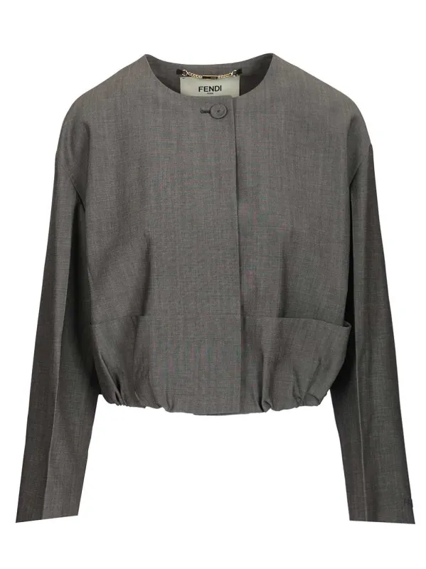 Mohair Fabric Jacket Jackets Grey made by Fendi