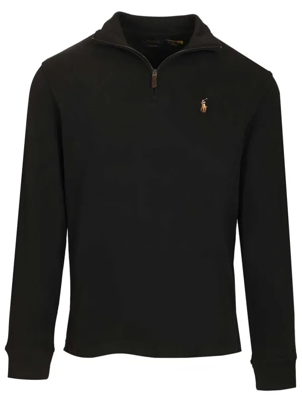Ribbed Zip-Up Sweater Sweatshirts Black made by Polo by Ralph Lauren