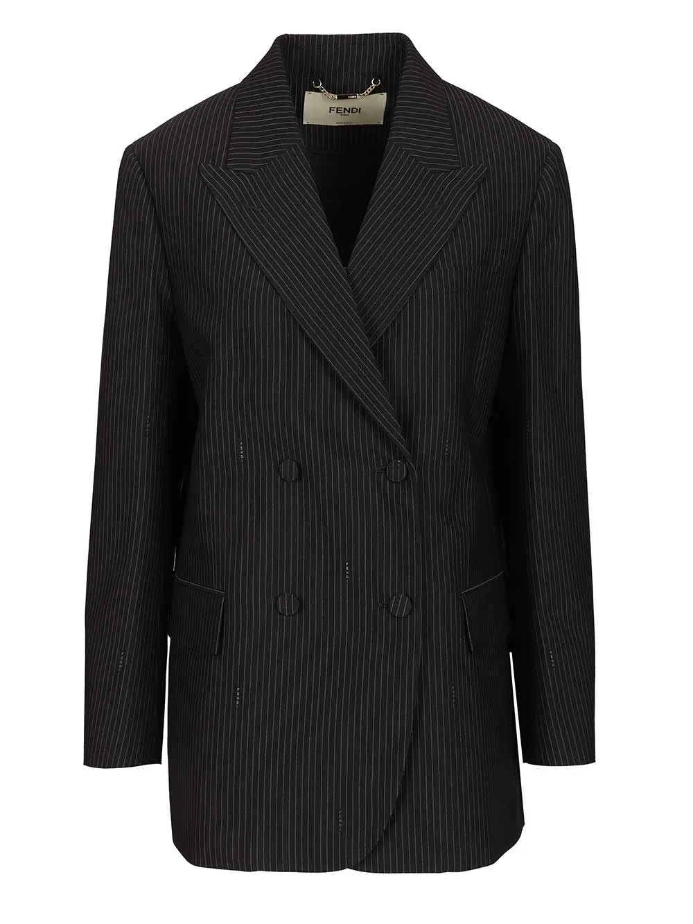 Pinstriped Wool Blazer Jackets Blue sold by Wanan Luxury