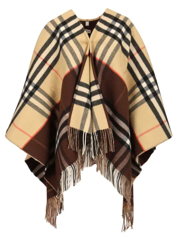 Checked Cape Scarves And Foulards Beige made by Wanan Luxury