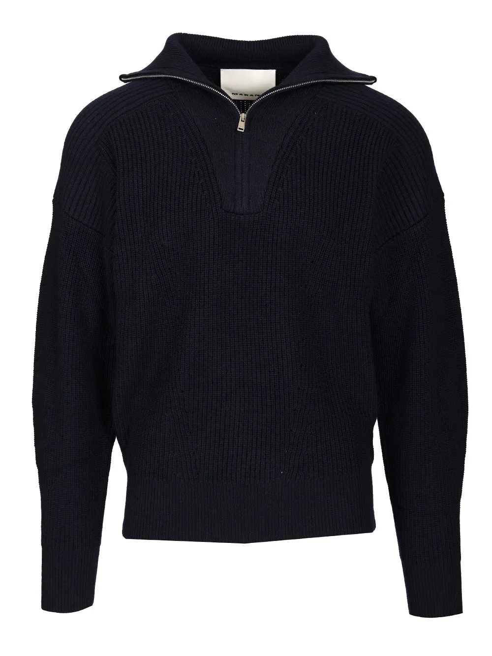 Benny Zip-Up Turtleneck Sweater Polo Shirt Blue sold by Wanan Luxury