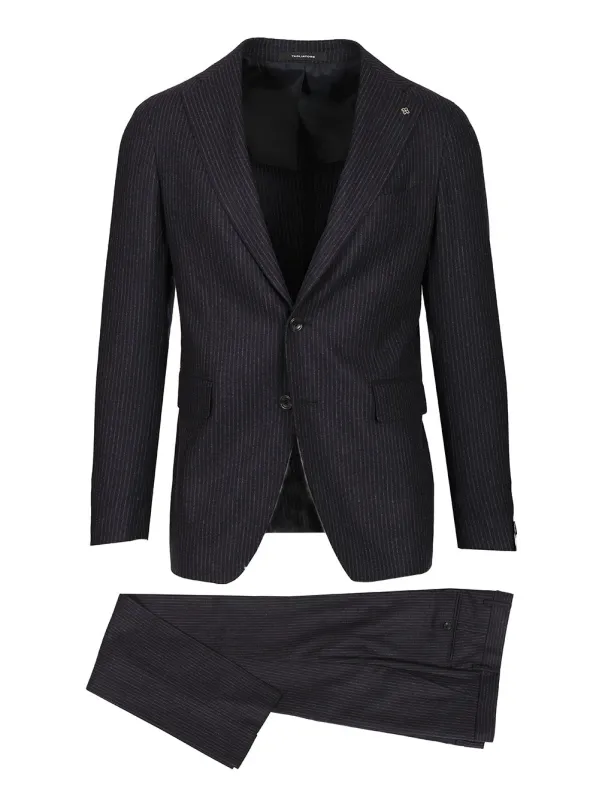 Vesuvio Pinstriped Single-Breasted Suit Dresses Blue sold by Wanan Luxury