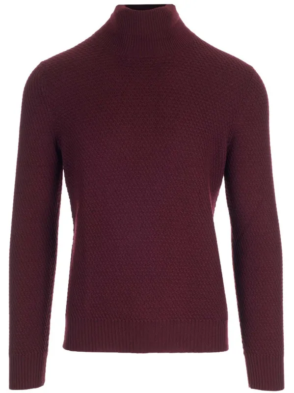 Burgundy Turtleneck Knitwear Bordeaux made by Tagliatore