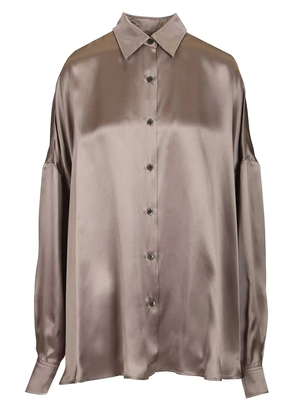 Casia Shirt Stertch Satin Silk Shirts Grey sold by Wanan Luxury