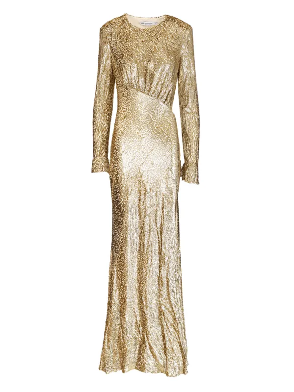 Long Dress In Gold Thread Dresses Gold made by Self-Portrait