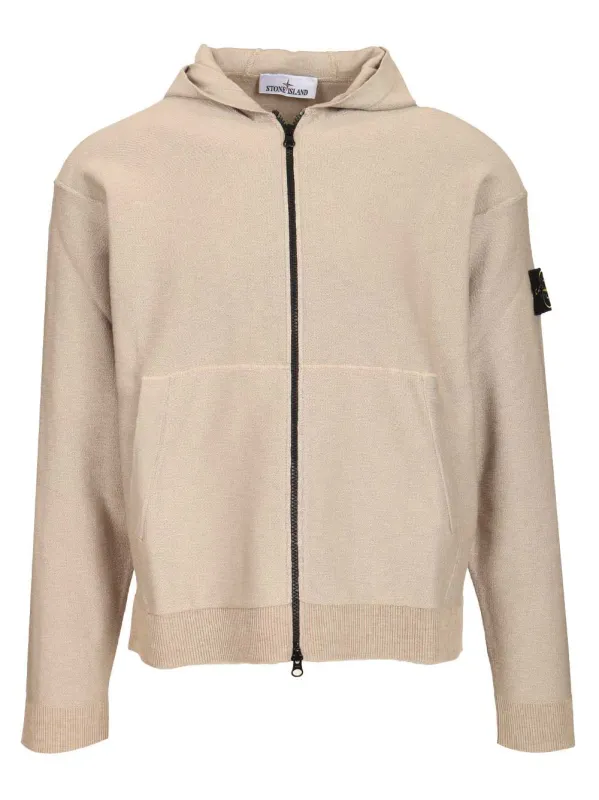 Panama Organic Cotton Zip-Up Hooded Jacket Jackets Beige made by Stone Island