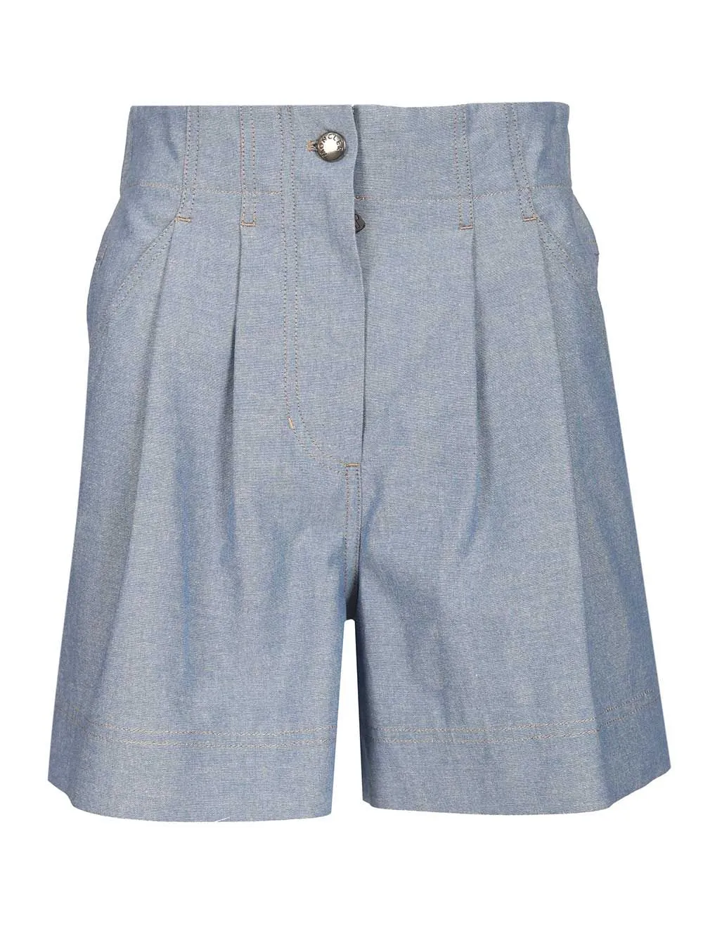 Chambray Cotton Shorts Trousers Light Blue sold by Wanan Luxury
