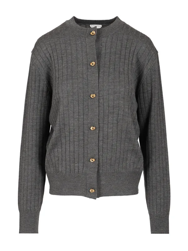 Ribbed Wool Cardigan Knitwear Grey sold by Wanan Luxury