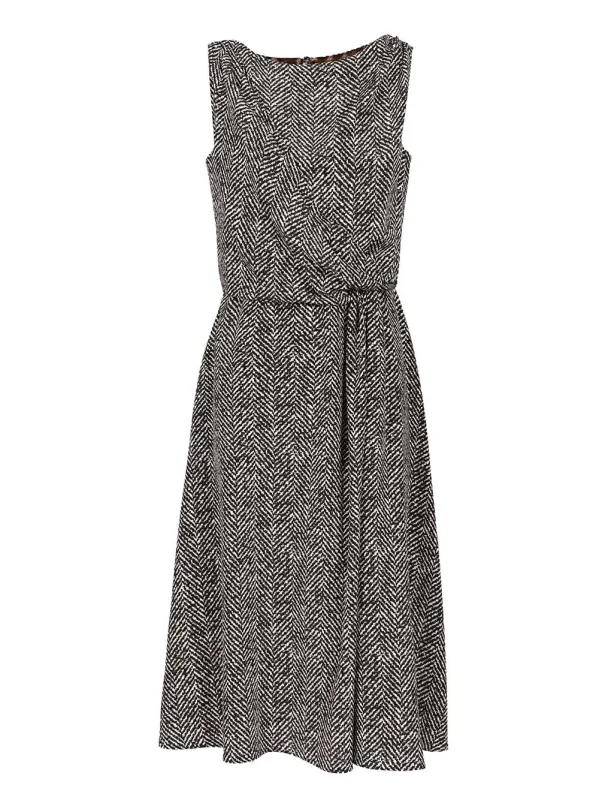 Heavy Crepe Dress With Chevron Print Dresses Grey sold by Wanan Luxury