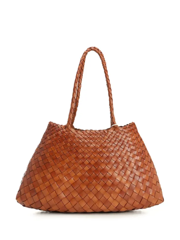Santa Croce Big Woven Leather Tote Bag Shoulder Bags Brown made by Dragon Diffusion