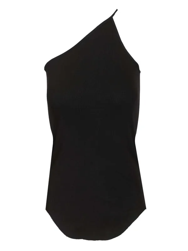 Single-Shoulder Tank Tops Black made by Rick Owens