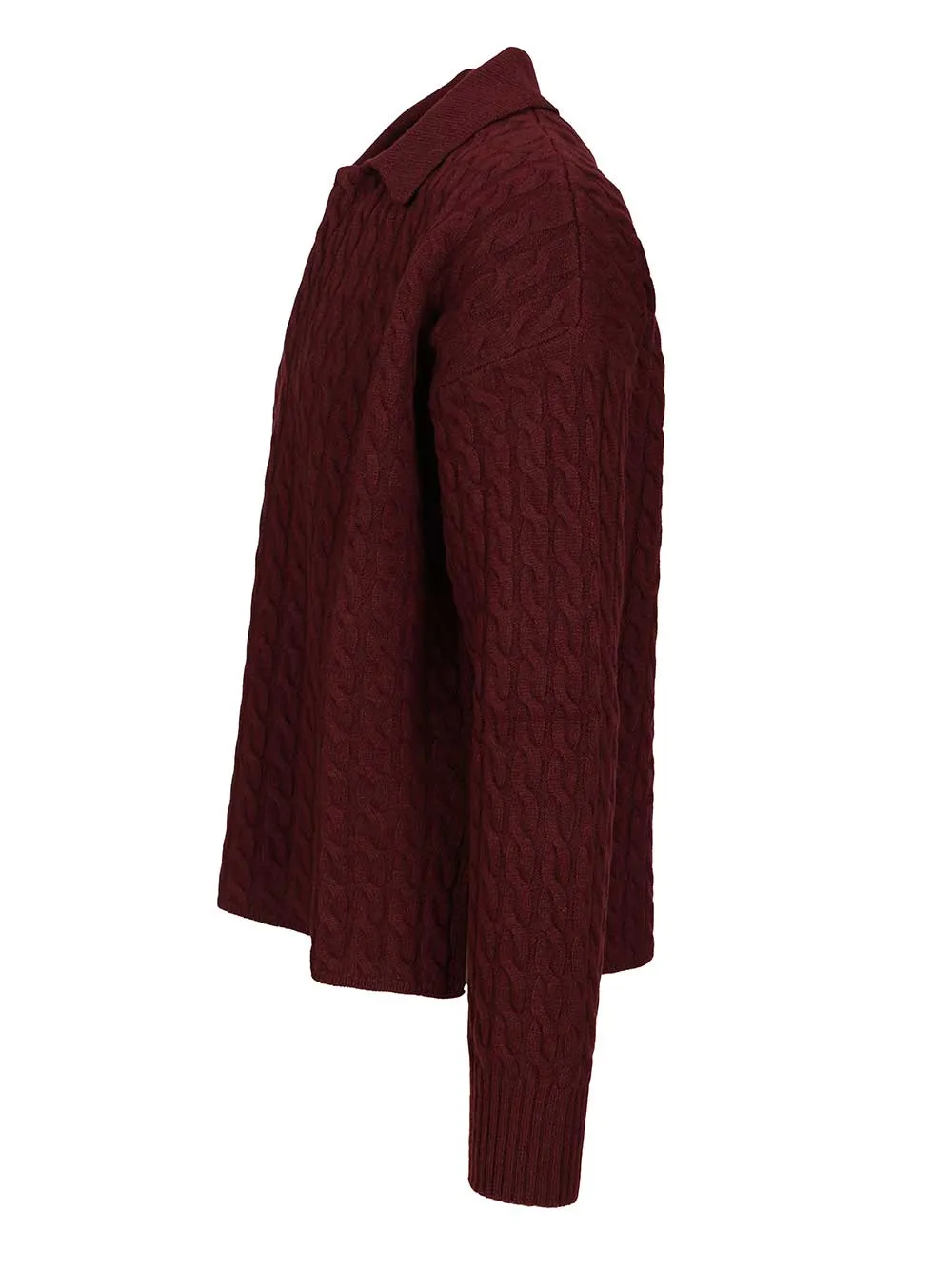 Cable-Knit Polo Shirt Knitwear Bordeaux sold by Wanan Luxury product image thumbnail 3