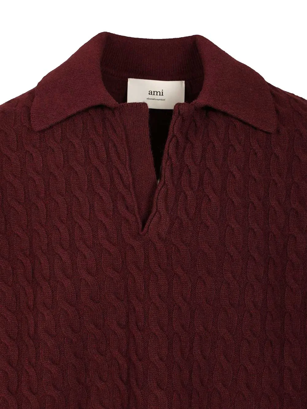 Cable-Knit Polo Shirt Knitwear Bordeaux sold by Wanan Luxury product image thumbnail 4