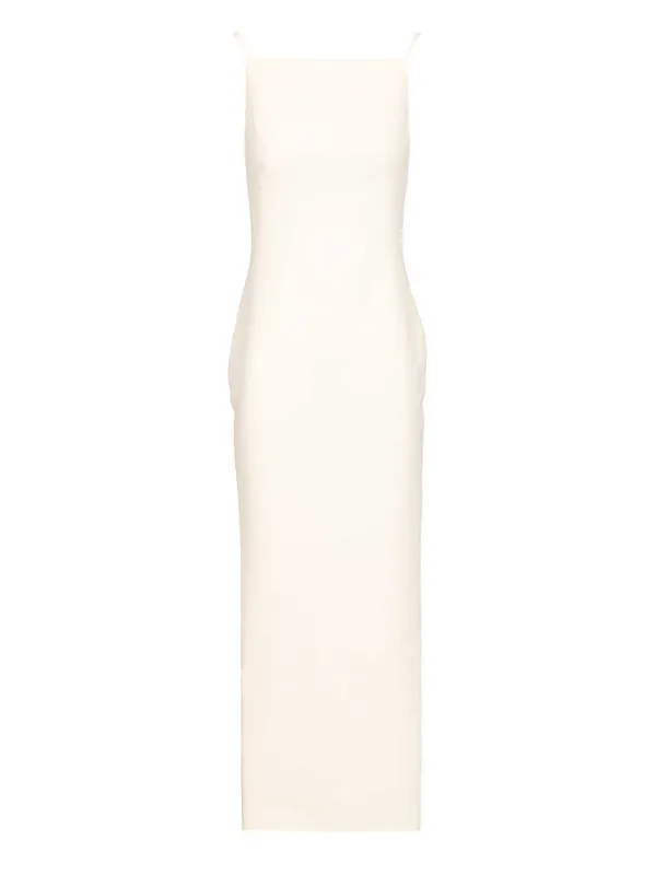 Long Dress With Slit Dresses Beige sold by Wanan Luxury