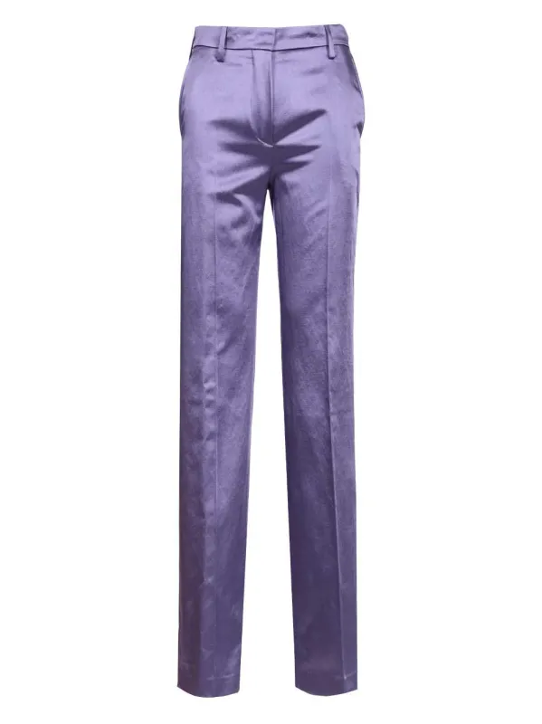 Straight Trousers In Cotton Blend Satin Jackets Violet sold by Wanan Luxury
