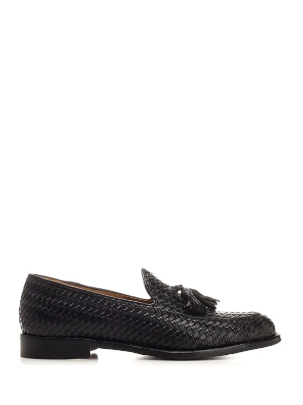 Loafer With Tassels In Woven Leather Loafers Black made by Wanan Luxury