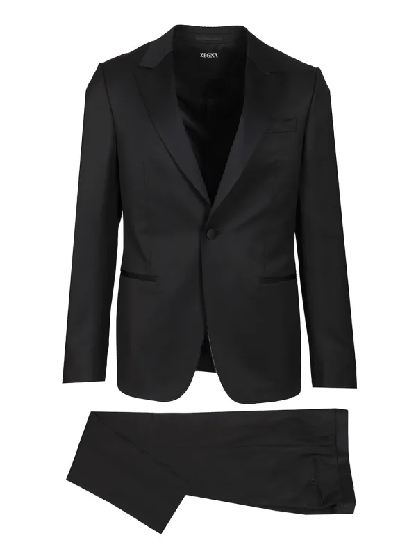 Wool And Mohair Tuxedo Dresses Black made by Ermenegildo Zegna