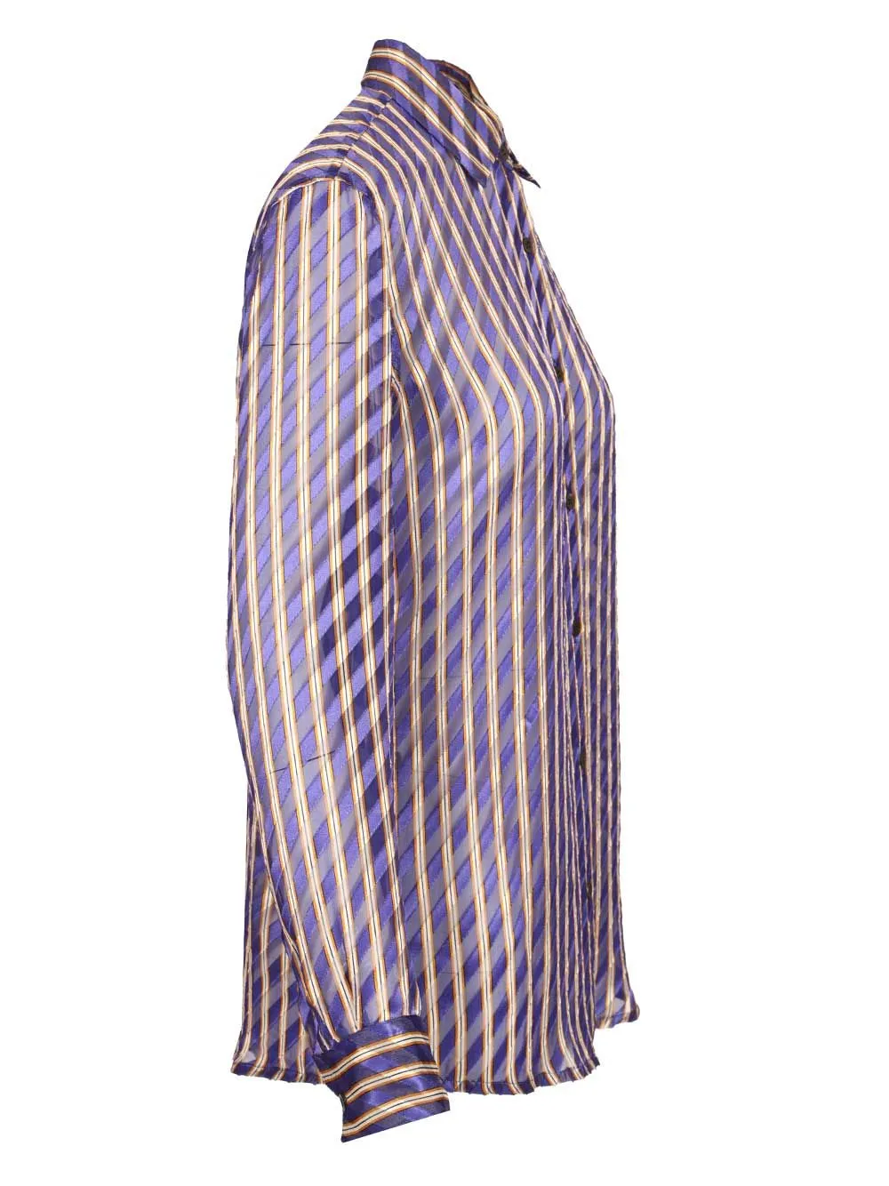 Striped DéVoré Satin Shirt Shirts Violet sold by Wanan Luxury product image thumbnail 3