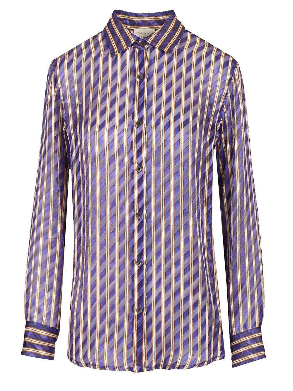 Striped DéVoré Satin Shirt Shirts Violet sold by Wanan Luxury
