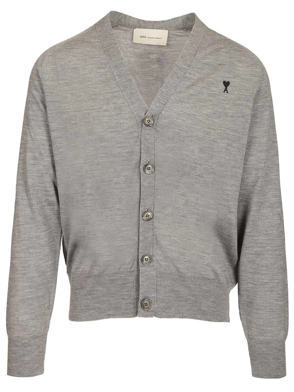 Ami Paris V-Neck Wool Cardigan Knitwear Grey sold by Wanan Luxury