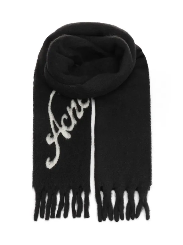 Acne Scarf Logo Scarves And Foulards Black made by Acne Studios