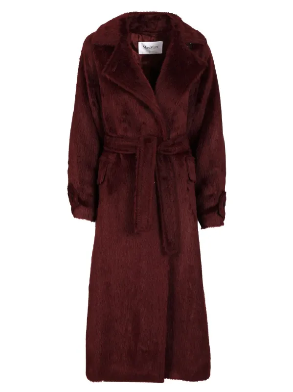 Long Coat In Alpaca And Wool Coats Bordeaux made by MaxMara