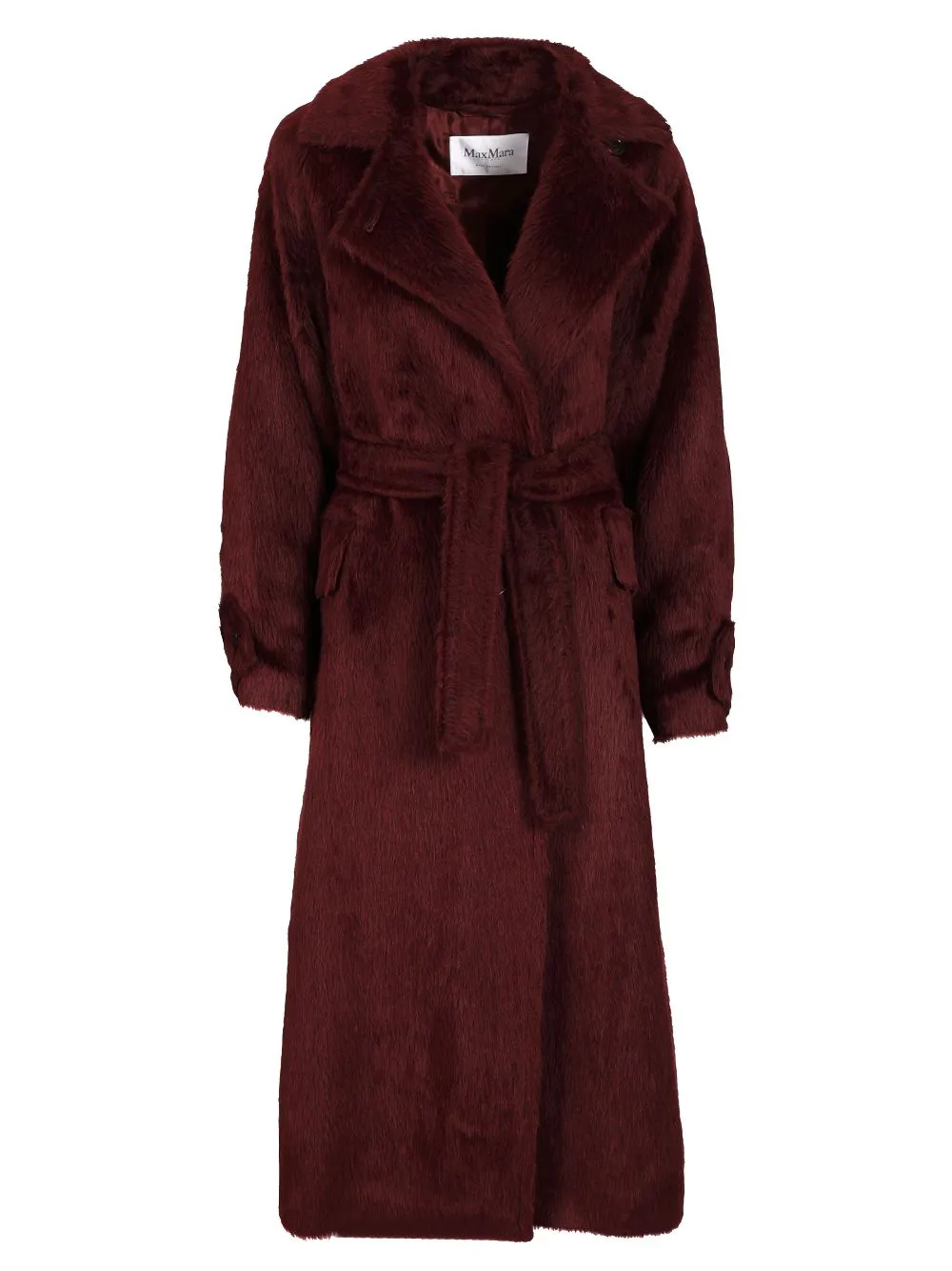 Long Coat In Alpaca And Wool Coats Bordeaux sold by Wanan Luxury