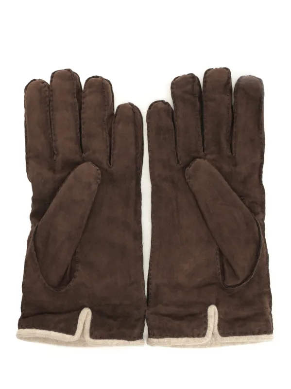 Suede Gloves Brown made by Fedeli