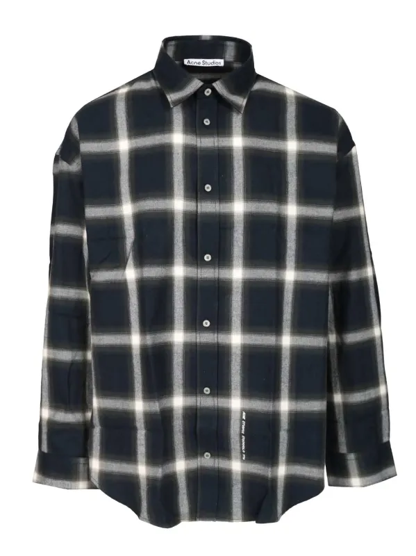 Checked Cotton Shirt Shirts Blue made by Acne Studios