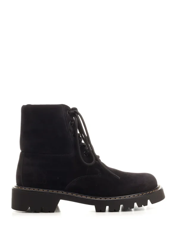 Sierra Combat Ankle Boot In Suede Boots Black sold by Wanan Luxury