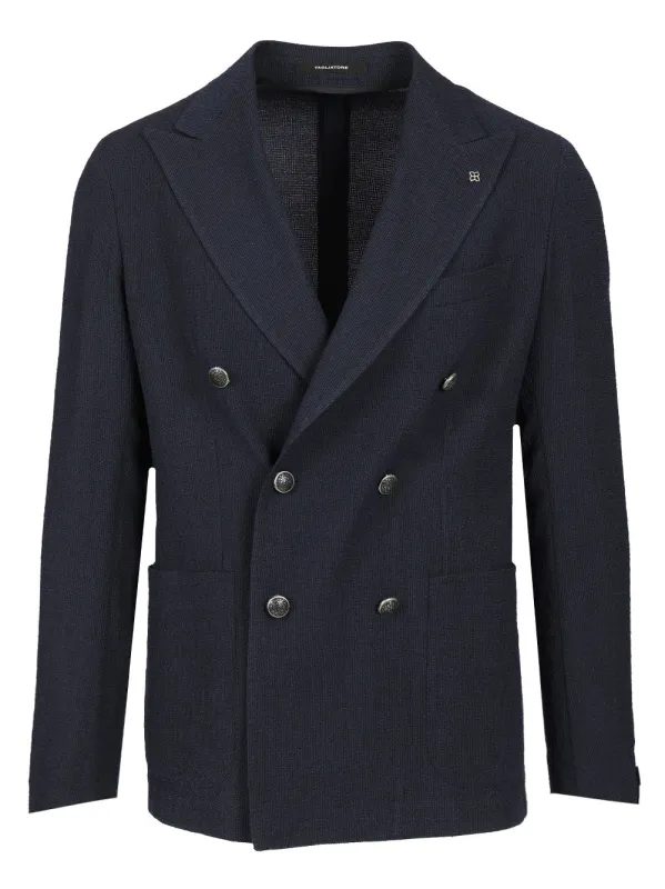 Montecarlo Doppio Petto Misto Lana Crepe Jackets Blue made by Tagliatore