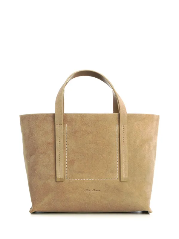 Suede Mini Shopper Handbags Beige made by Rick Owens