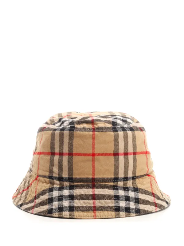 Check Cotton Bucket Hat Hats Beige made by Burberry