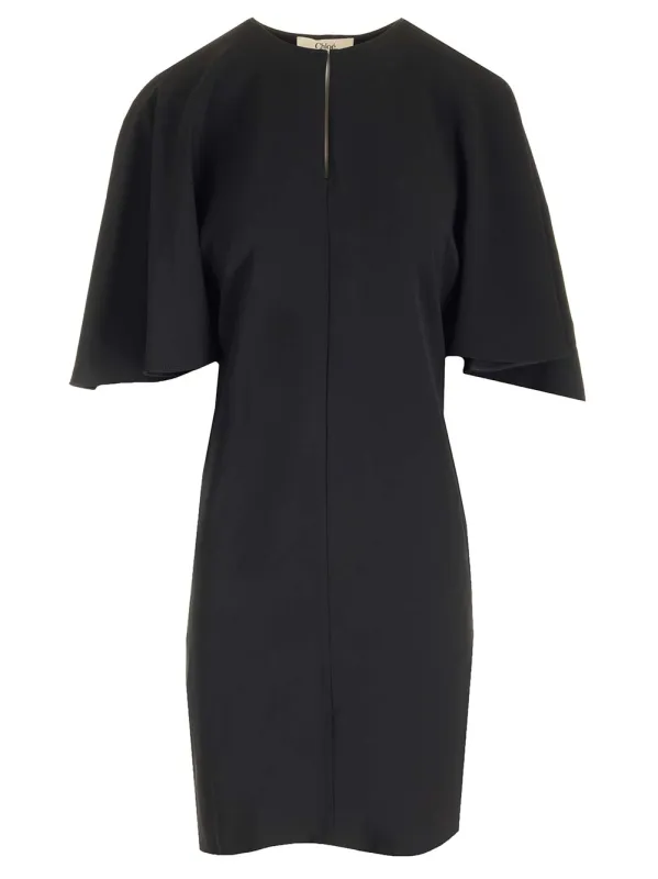 Cape Sleeves Mini Dress Dresses Black made by Chloe