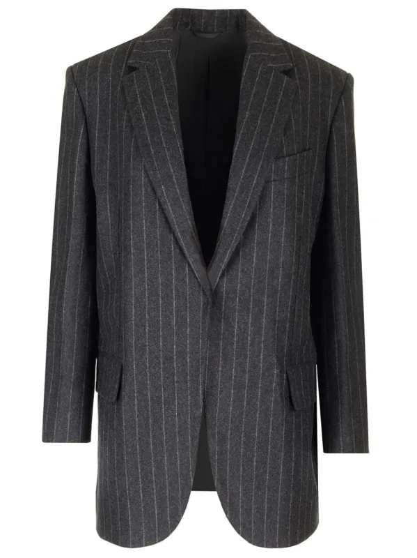 Pinstripe Blazer Jackets Grey sold by Wanan Luxury