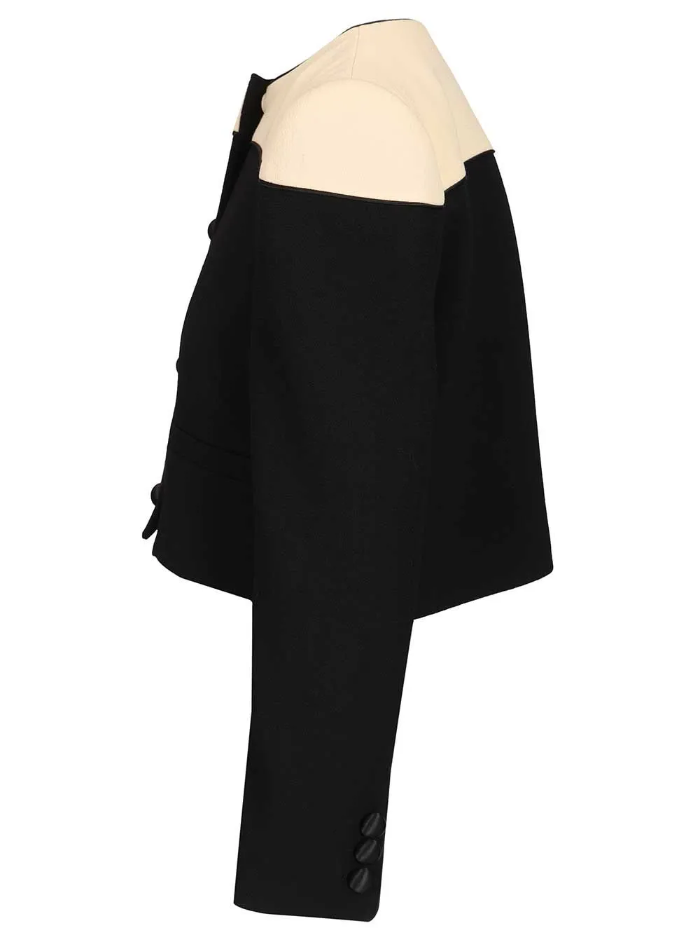 Two-Tone Wool Jacket Knitwear Black sold by Wanan Luxury product image thumbnail 3