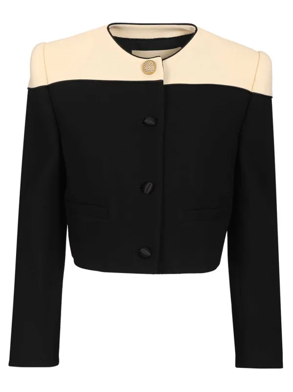 Two-Tone Wool Jacket Knitwear Black sold by Wanan Luxury