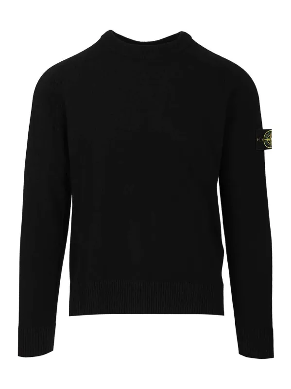 Wool Sweater Knitwear Black made by Stone Island