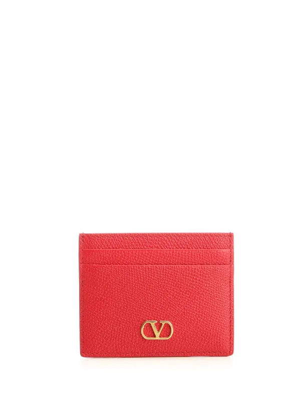 Vlogo Signature Card Holder Small Leather Goods Red made by Valentino Garavani
