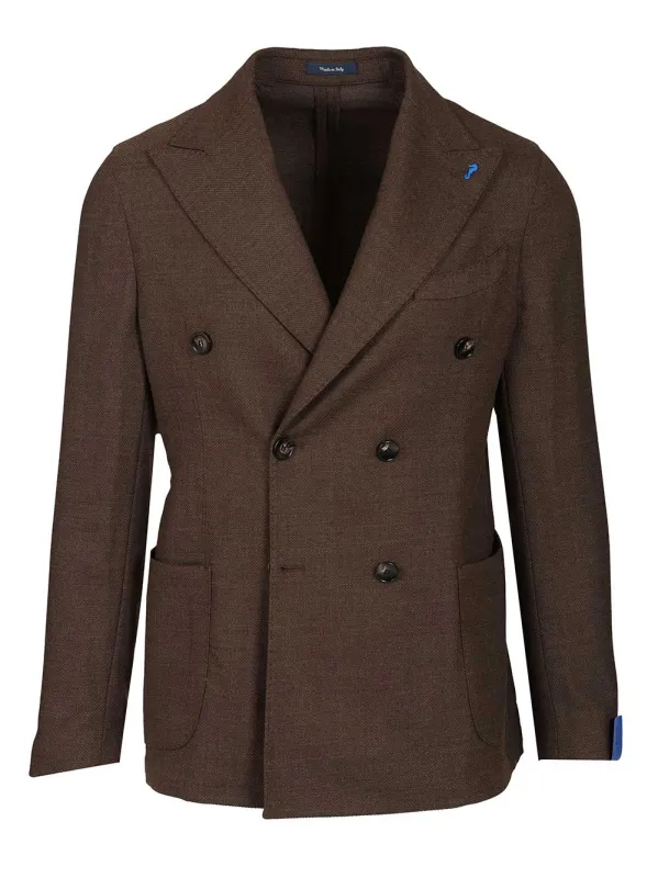 Unlined Double-Breasted Wool Blazer Jackets Brown sold by Wanan Luxury