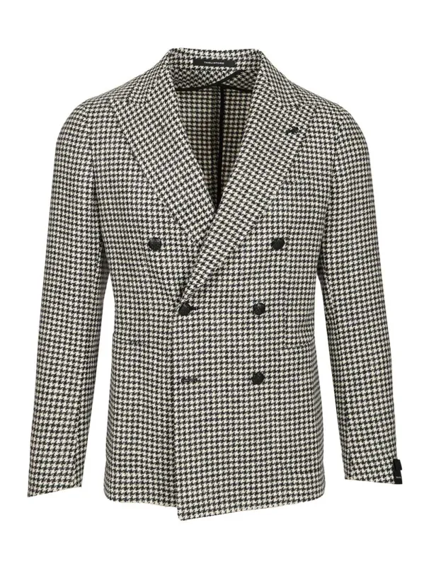 Double-Breasted Houndstooth Blazer Jackets Black sold by Wanan Luxury